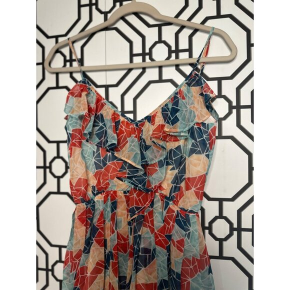 BCBG Generation Ladies Spaghetti Strap Flowy Flare Geometric Mini Dress SZ XXS - Picture 4 of 9